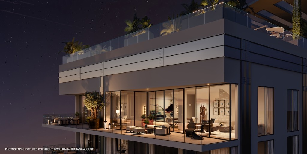 The Rider penthouse — gece dış görünüm ve teras
